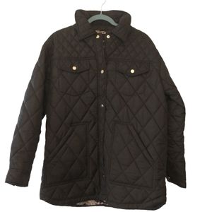 Ellen Tracy Blk Large Quilted Front Button Jacket